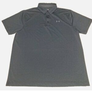 Under Armour Polo Shirt Mens XL Gray Short Sleeve Loose Fit Heatgear Performance